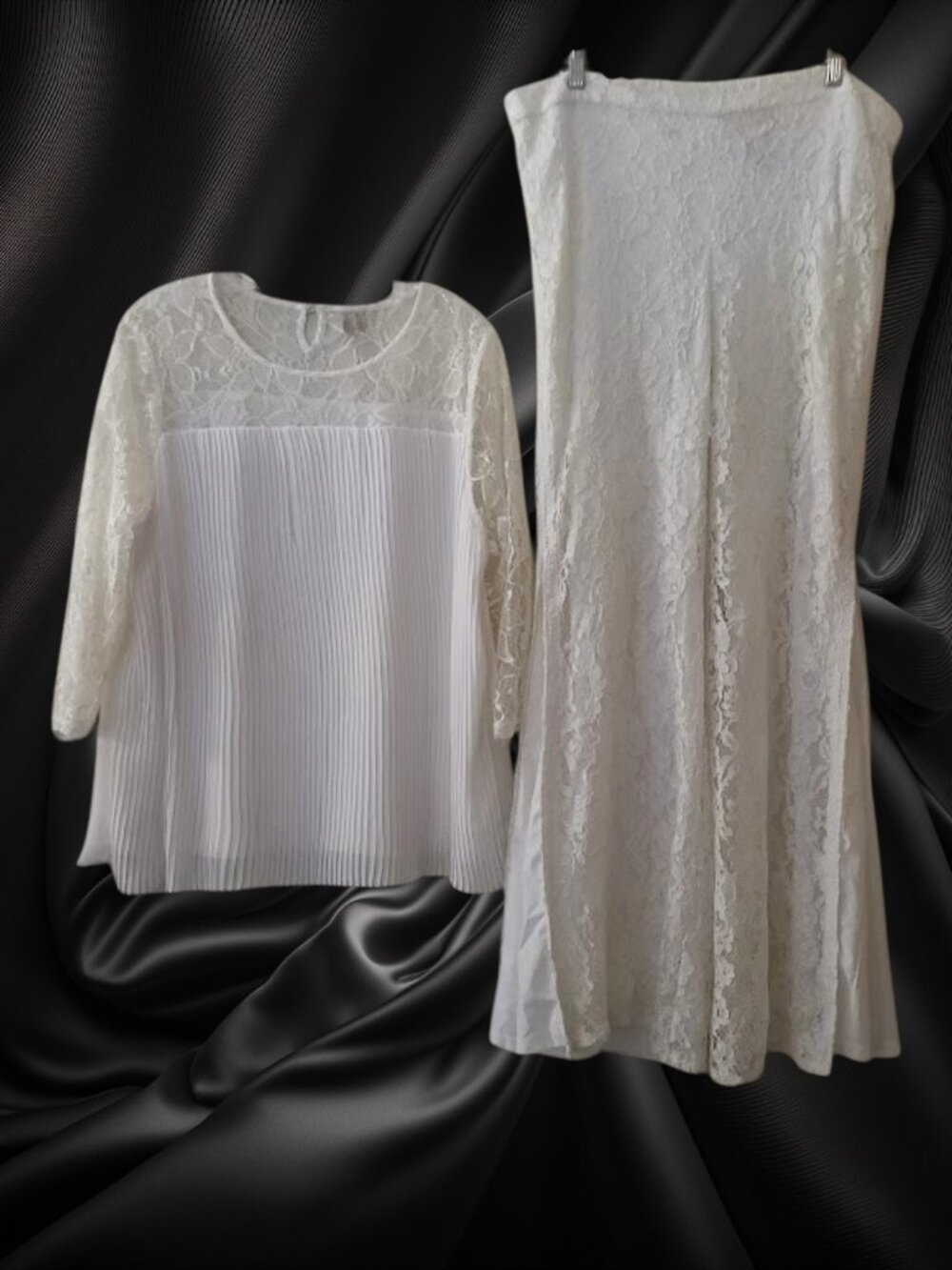 Stunning Off White All Lace Two Piece Set 16/XL